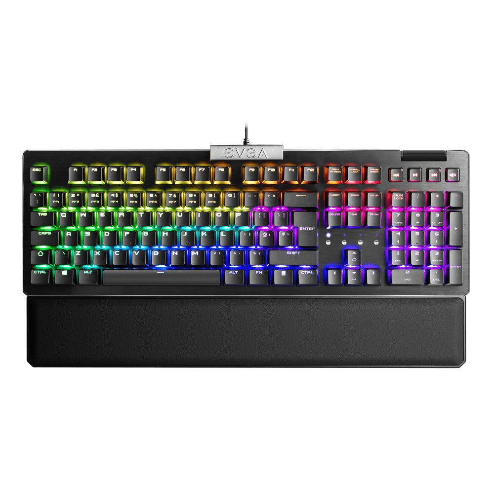 Teclado Gamer EVGA Z15 RGB Multi Mecánico Switch Kailh Speed Bronze, Alámbrico, Reposa Muñecas Magnético, Negro (Español)