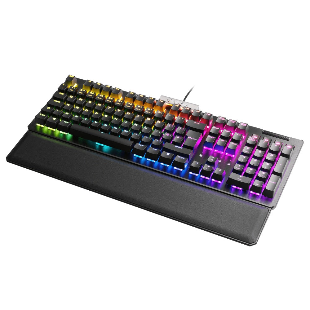 Teclado Gamer EVGA Z15 RGB Multi Mecánico Switch Kailh Speed Bronze, Alámbrico, Reposa Muñecas Magnético, Negro (Español)